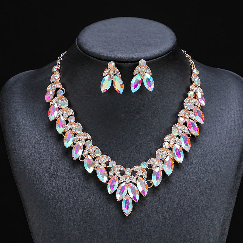 NO.4-New Women Fashion Necklace Earrings Jewelry Two-Piece Set, Party, Gift