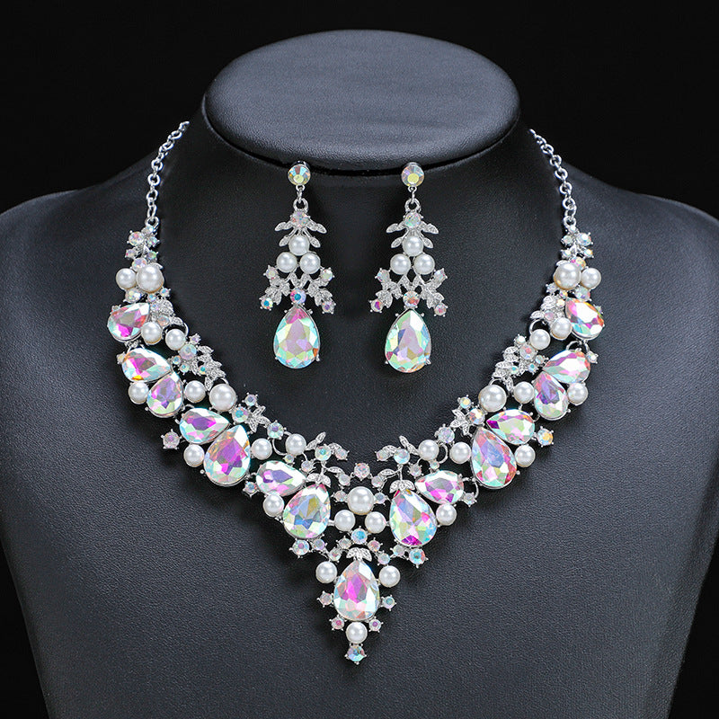 NO.4-New Women Fashion Necklace Earrings Jewelry Two-Piece Set, Party, Gift