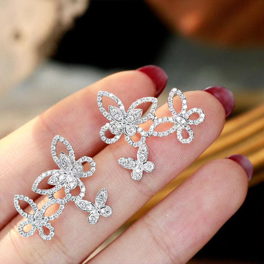 NO.34-Women's fashion accessories, three hollow butterfly earrings, all-match earrings