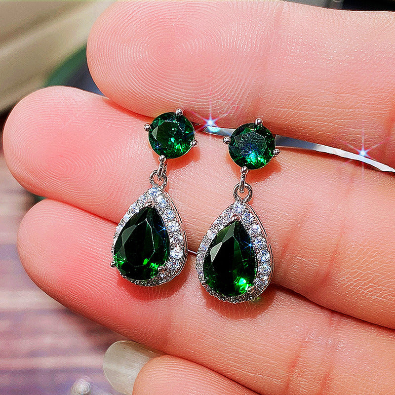 NO.33-Fashion Accessories for Women, Drop Shape Zirconia Full Multicolor Earrings Earrings