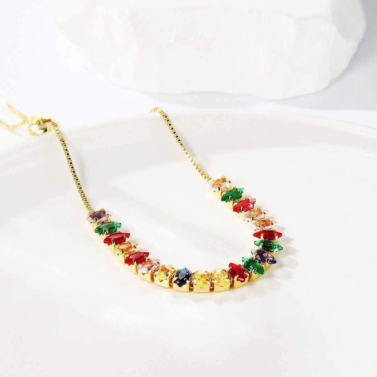 NO.2-Ladies Fashion Jewelry, Rainbow Bracelet, Easy to Wear and Adjust Size