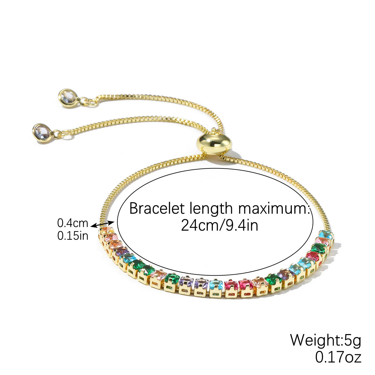 NO.2-Ladies Fashion Jewelry, Rainbow Bracelet, Easy to Wear and Adjust Size