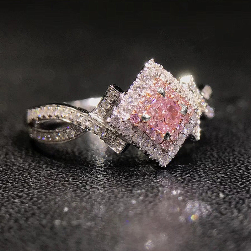 NO.2-Ladies fashion jewelry, pink stuning diamond cute sweet ring