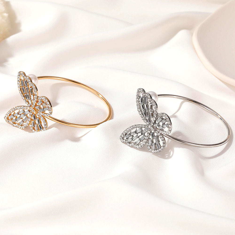 NO.1-Fashion ausgehöhltes Zirkon Schmetterling Perlen Kristall verstellbares Armband