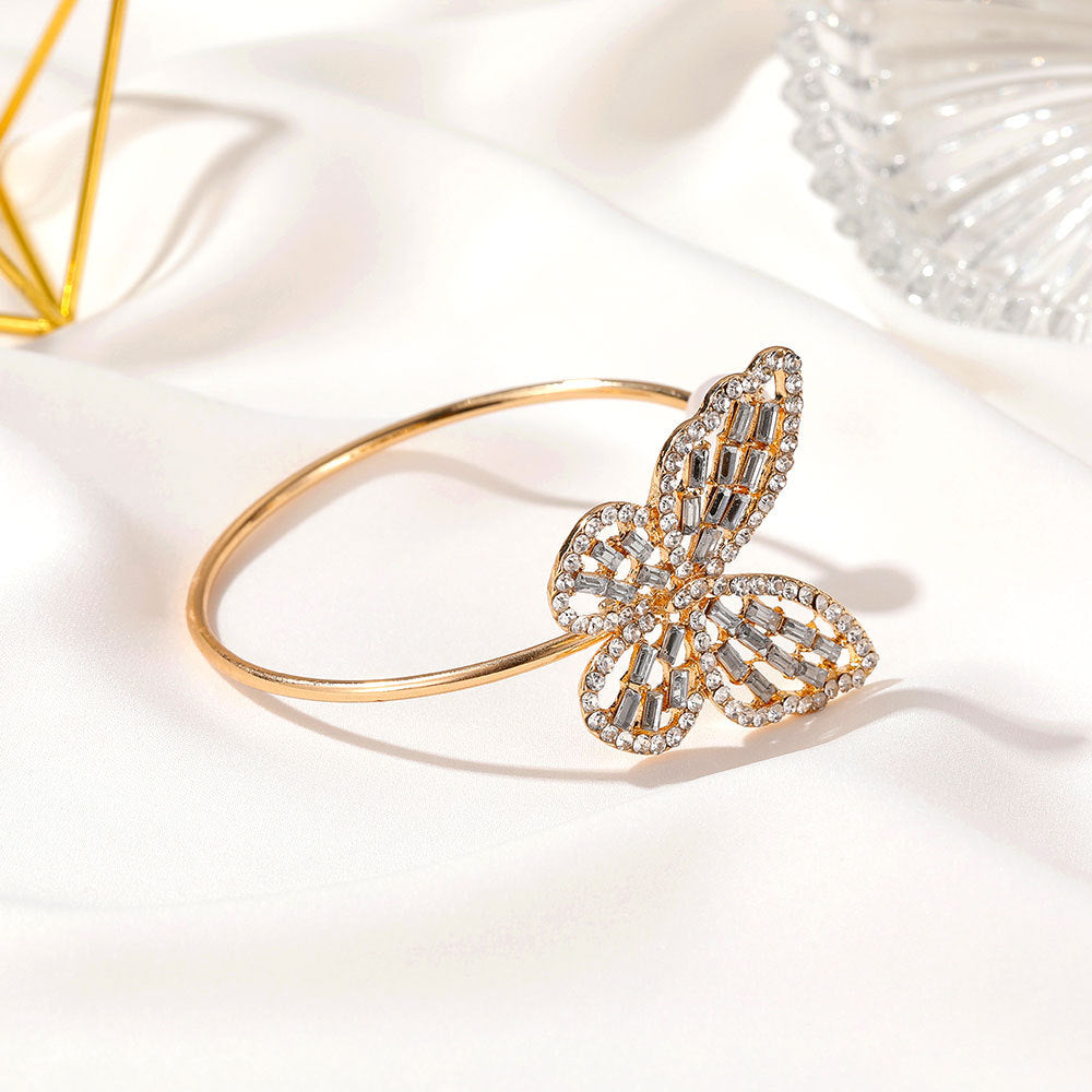 NO.1-Fashion ausgehöhltes Zirkon Schmetterling Perlen Kristall verstellbares Armband